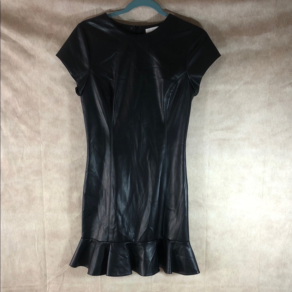 Susana Monaco Faux Leather‎ Ruffle Mini Dress